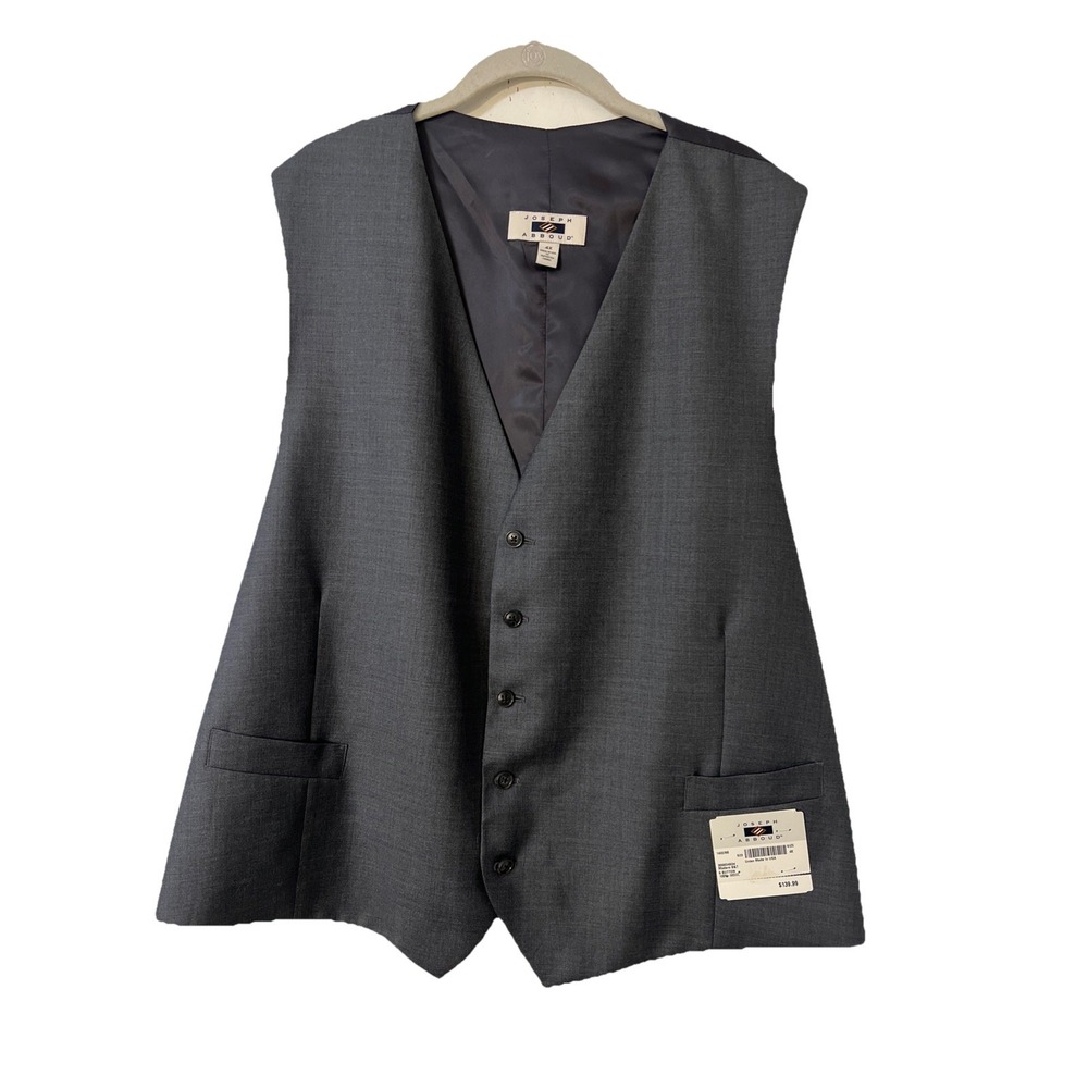 Joseph Abboud 100% Wool Vest Waistcoat 4X Union Made USA Gray New $140